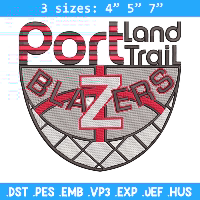 Portland Trail Blazers no 1 embroidery design,NBA embroidery,Sport embroidery,Embroidery design,Logo sport embroidery.jpg
