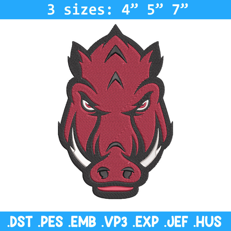 Razorback Head embroidery design, NCAA embroidery, Sport embroidery,Logo sport embroidery,Embroidery design.jpg