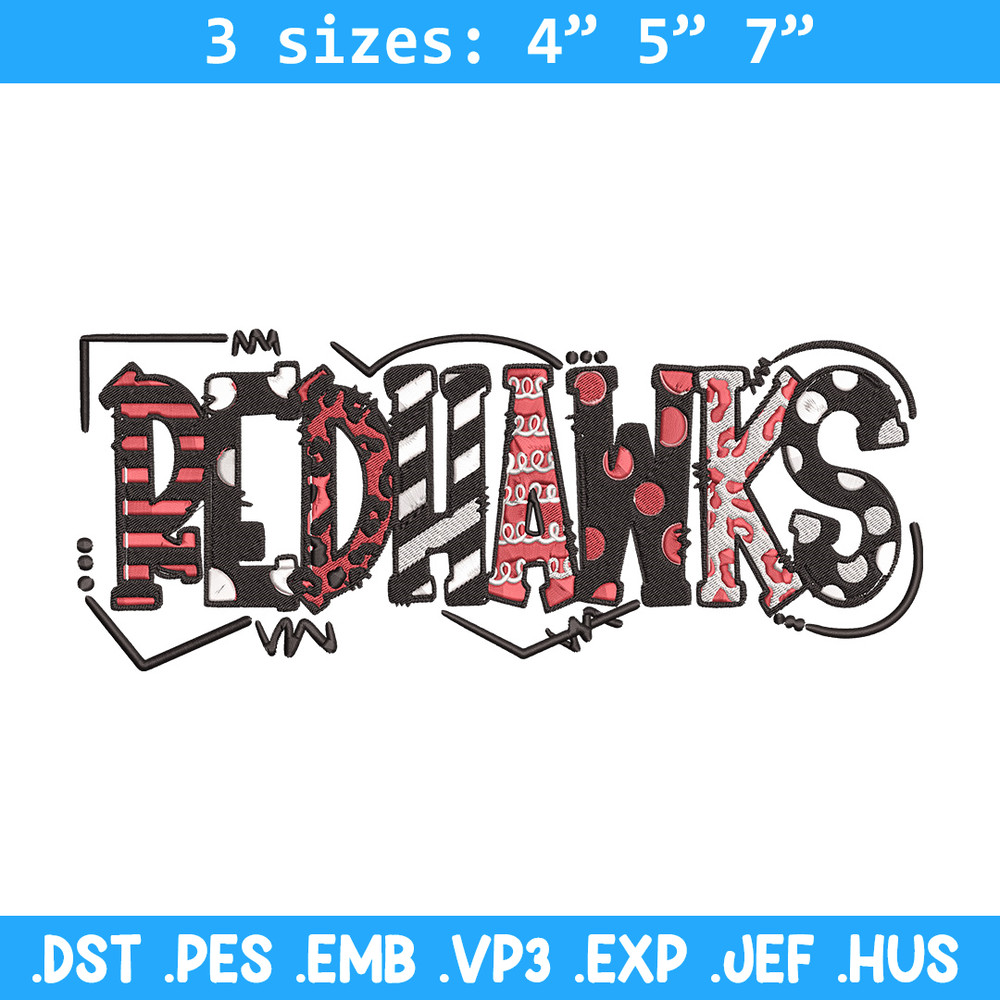 Red hawks logo embroidery design, Sport embroidery, logo sport embroidery, Embroidery design,NCAA embroidery.jpg