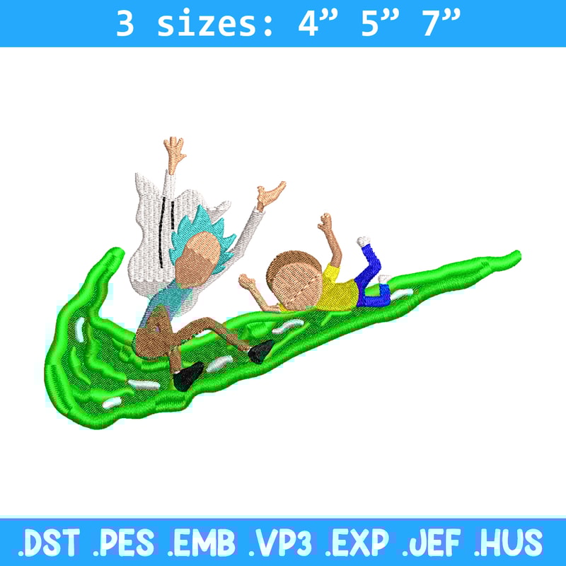 Rick and Morty Nike embroidery design, cartoon embroidery, Nike design, cartoon design, cartoon shirt, Digital download.jpg