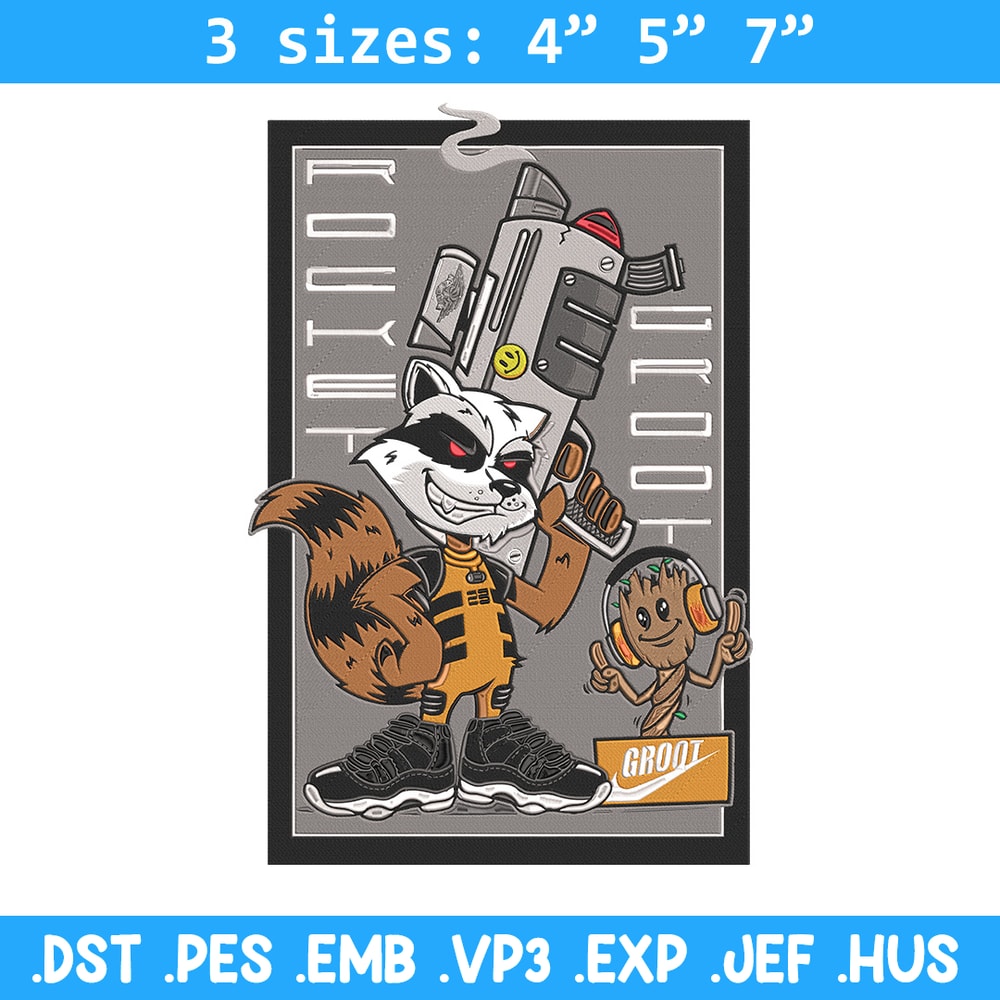 Rocket x groot Embroidery Design, Marvel Embroidery, Embroidery File, Anime Embroidery, Anime shirt, Digital download.jpg