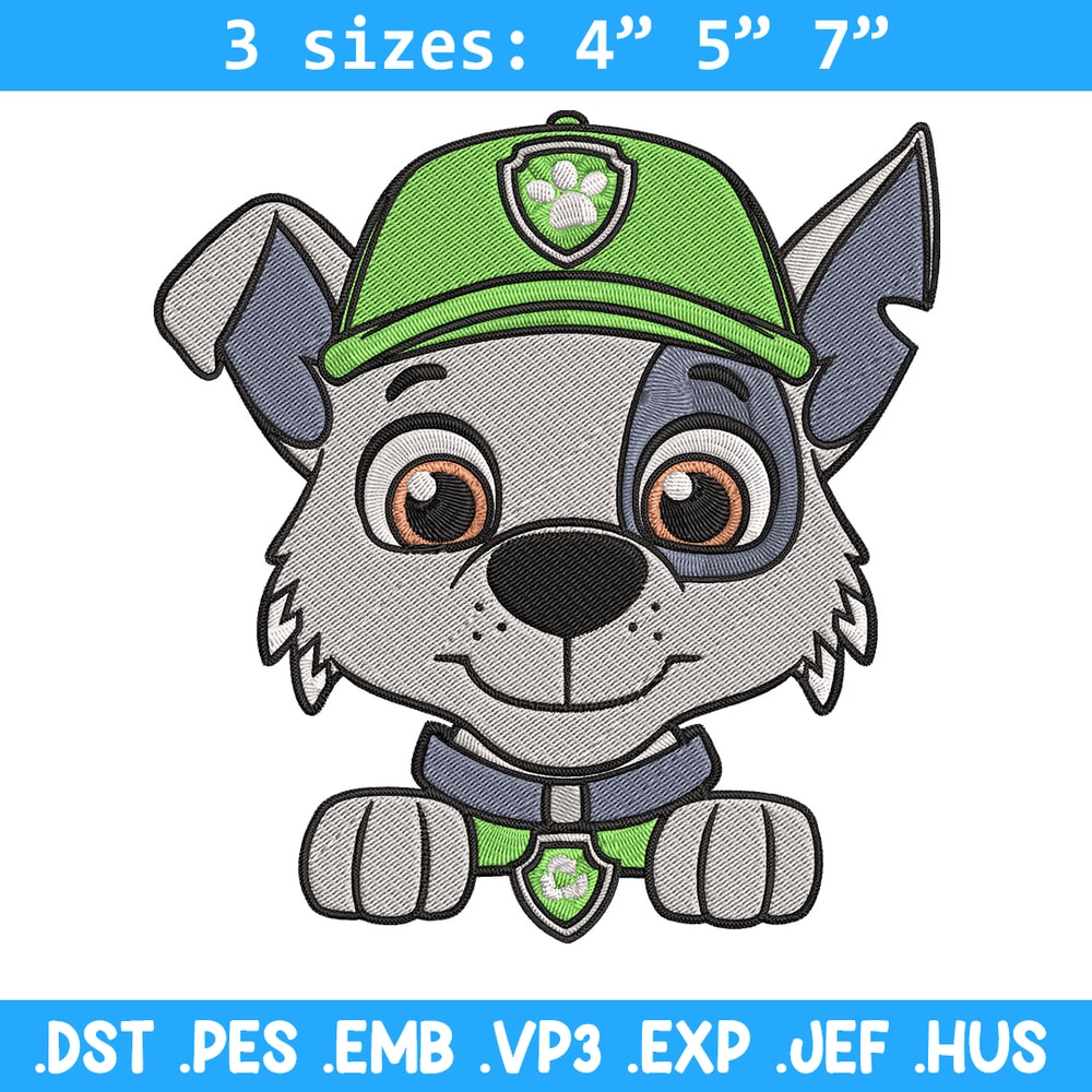 Rocky dog Embroidery Design, Paw patrol Embroidery, Embroidery File, Anime Embroidery, Anime shirt, Digital download.jpg