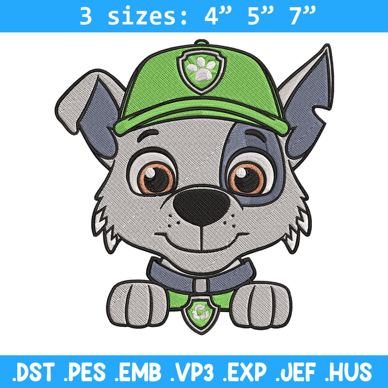 Rocky dog Embroidery Design, Paw patrol Embroidery, Embroidery File, Anime Embroidery, Anime shirt, Digital download.jpg