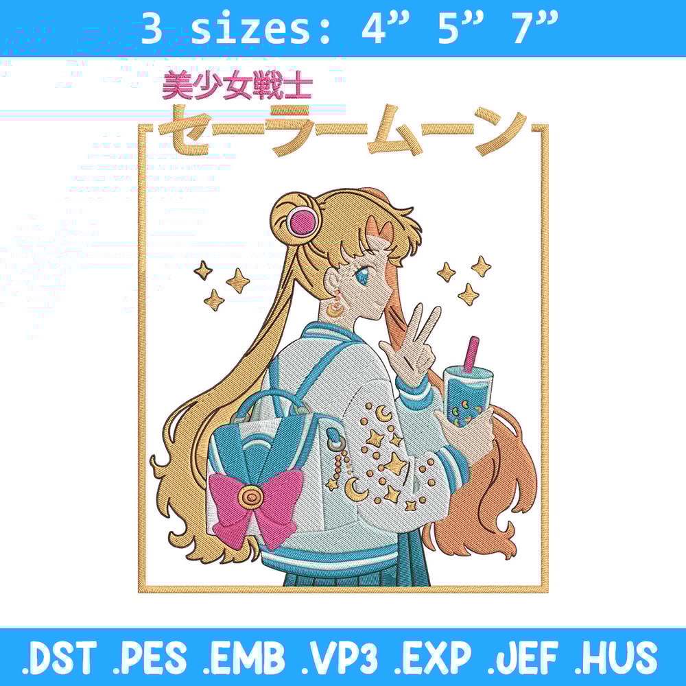 Sailor moon Embroidery Design,Sailor moon Embroidery, Embroidery File, Anime Embroidery, Anime shirt, Digital download.jpg