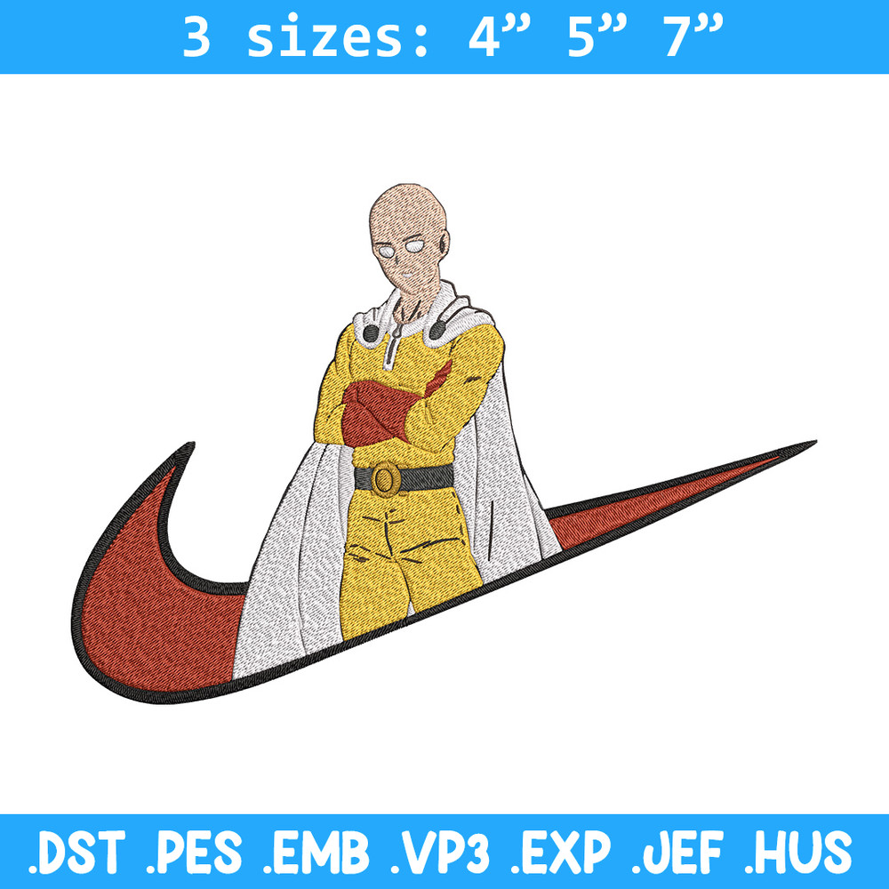 Saitama nike Embroidery Design, One punch man Embroidery, Embroidery File,Nike Embroidery, Anime shirt, Digital download.jpg
