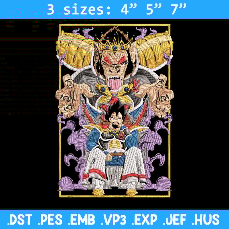 Saiyan king Embroidery Design, Dragonball Embroidery, Embroidery File, Anime Embroidery, Anime shirt, Digital download.jpg