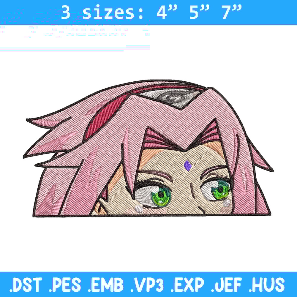 Sakura Peeker Embroidery Design, Naruto Embroidery, Embroidery File, Anime Embroidery, Anime shirt, Digital download.jpg