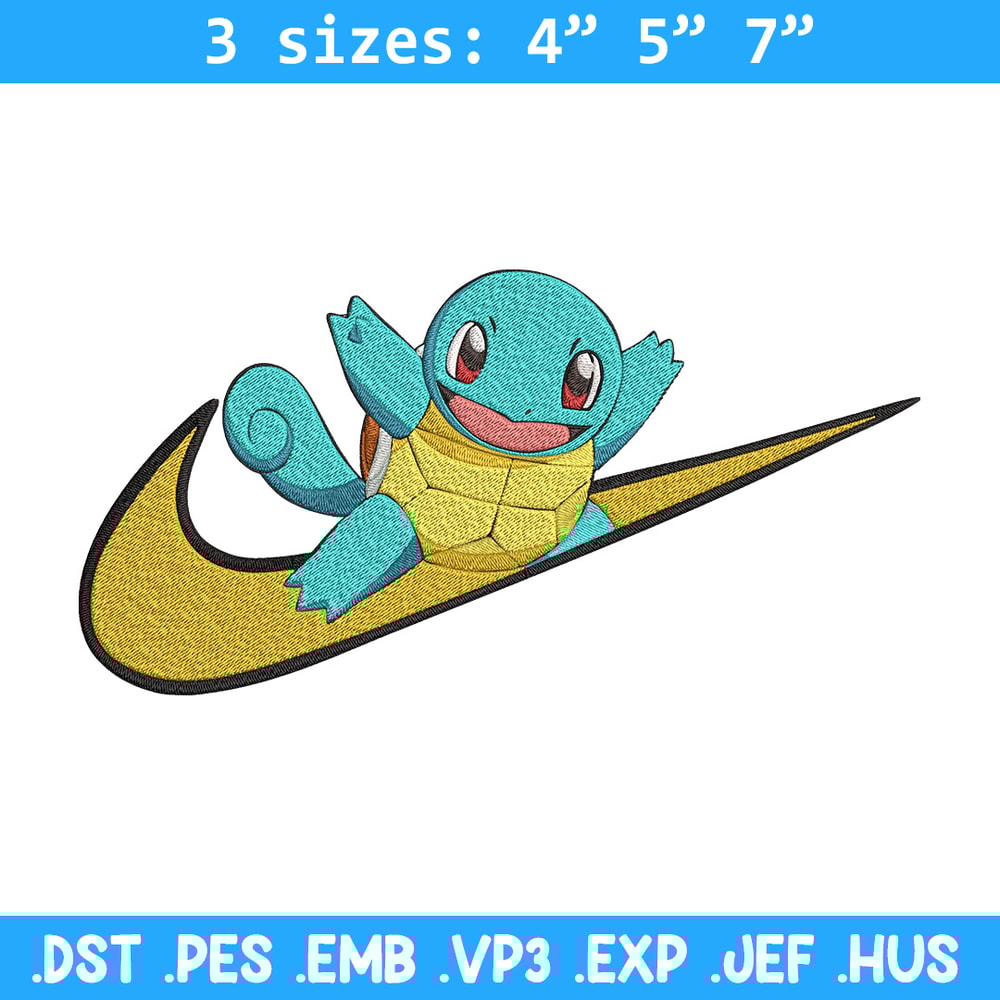 Squirtle x nike Embroidery Design, Pokemon Embroidery, Embroidery File, Nike Embroidery, Anime shirt, Digital download.jpg