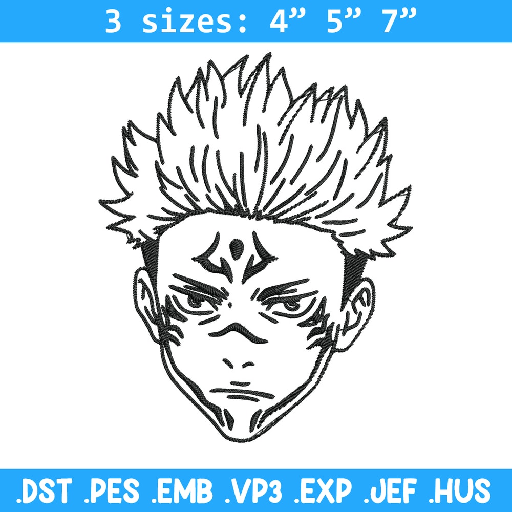 Sukuna Face Embroidery Design, Jujutsu Embroidery, Embroidery File, Anime Embroidery, Anime shirt, Digital download.jpg