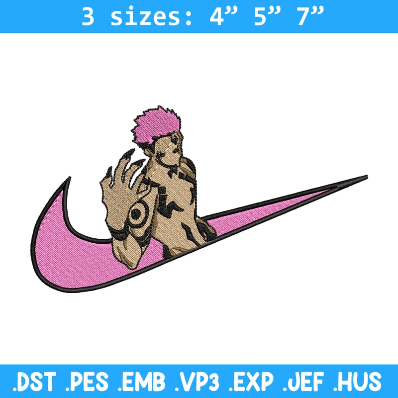 Sukuna Nike embroidery design, Jujutsu kaisen embroidery, Nike design, anime design, anime shirt, Digital download.jpg