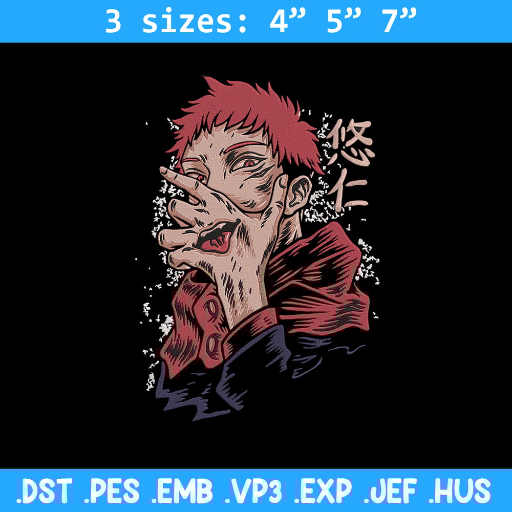 Sukuna poster Embroidery Design, Jujutsu Embroidery,Embroidery File, Anime Embroidery, Anime shirt, Digital download..jpg