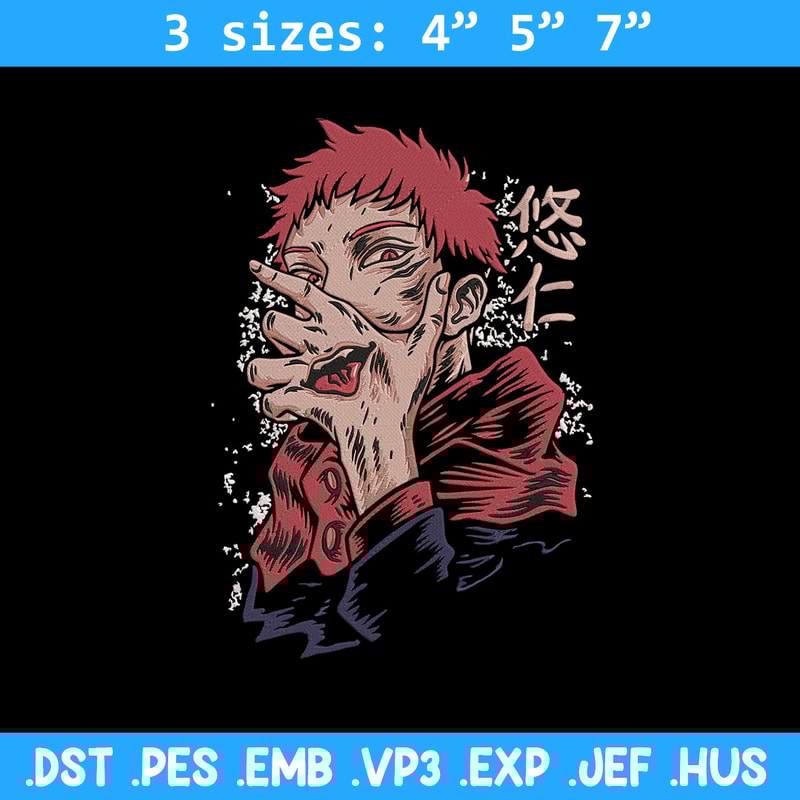 Sukuna poster Embroidery Design, Jujutsu Embroidery,Embroidery File, Anime Embroidery, Anime shirt, Digital download..jpg