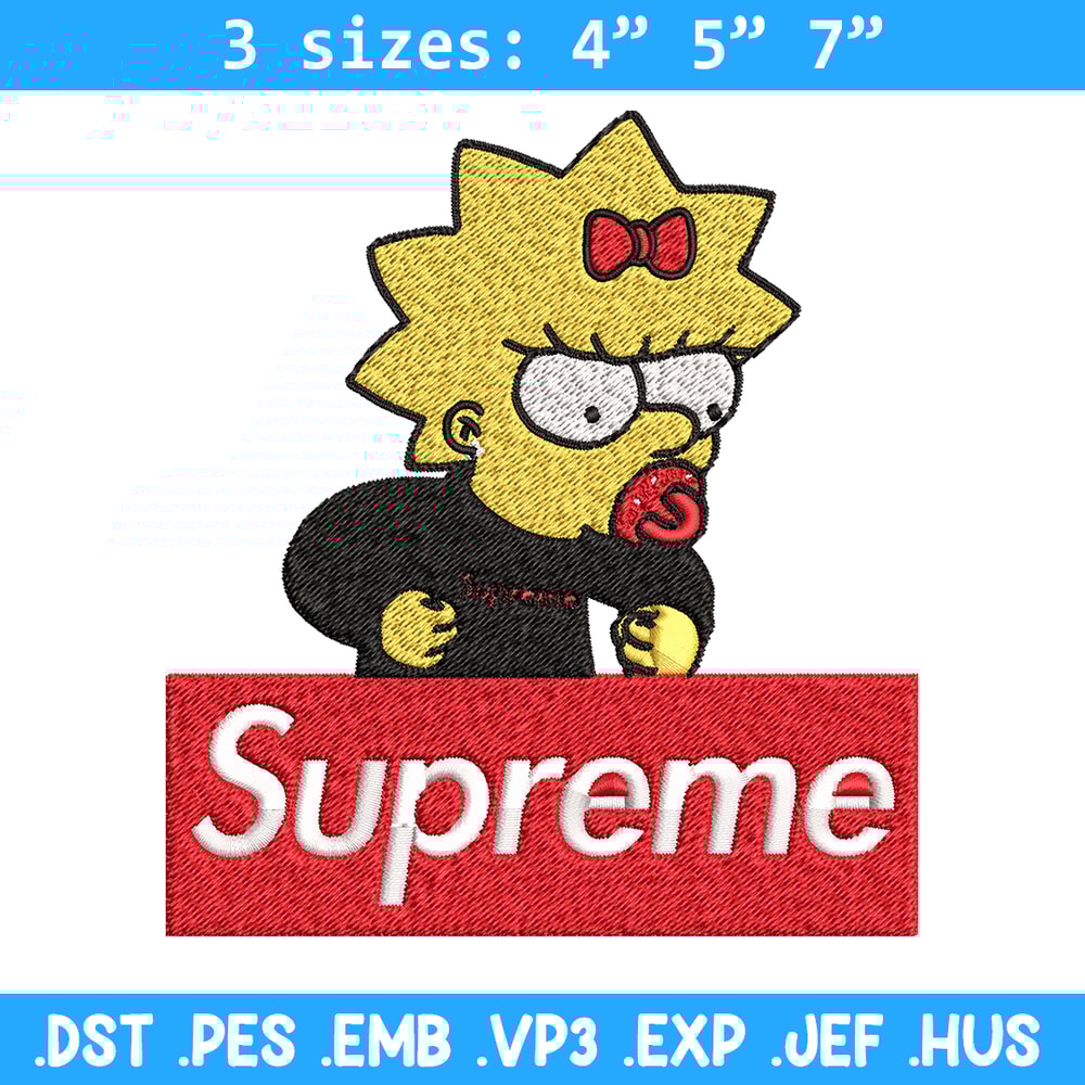 Supreme Lisa Simpson Embroidery design, Simpson Embroidery, cartoon design, Embroidery File, Digital download..jpg