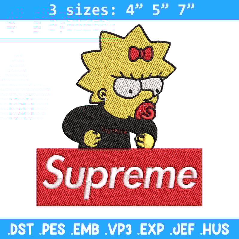 Supreme Lisa Simpson Embroidery design, Simpson Embroidery, cartoon design, Embroidery File, Digital download..jpg