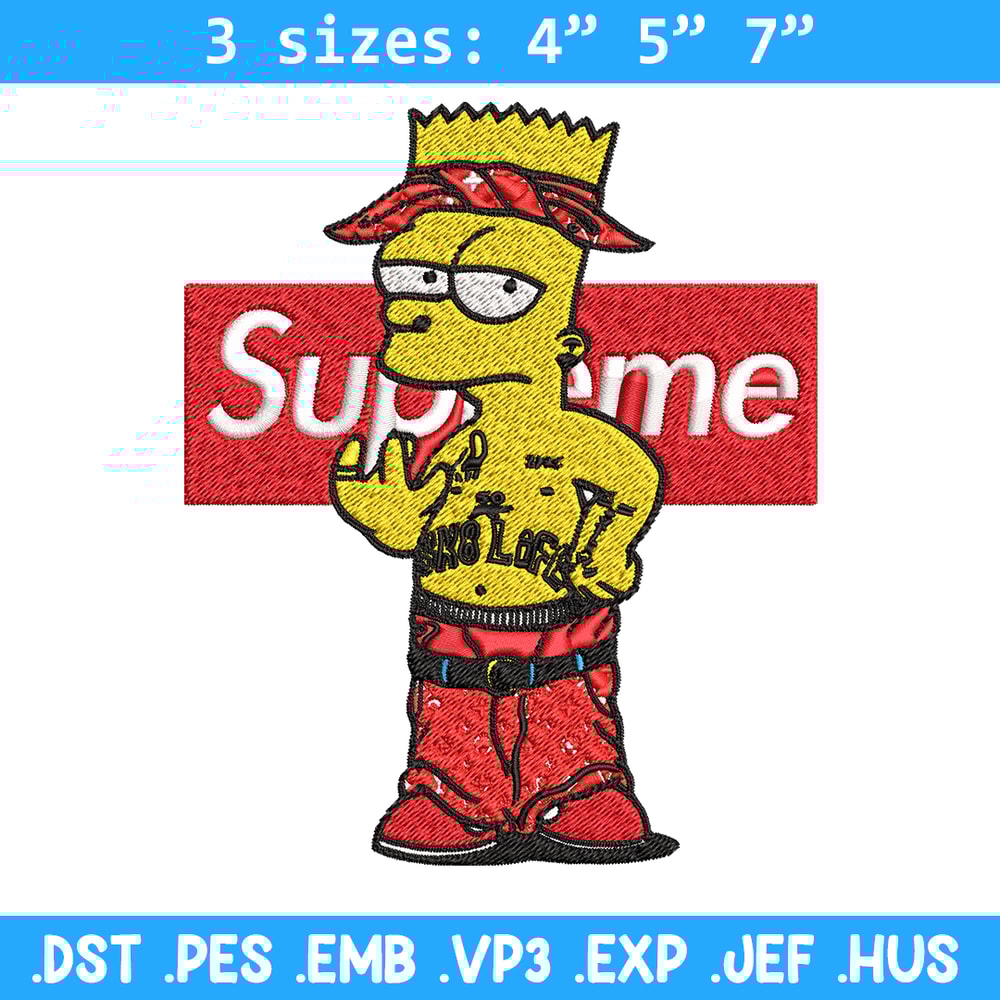 Supreme Simpson Embroidery design, Simpson Embroidery, cartoon design, Embroidery File, cartoon shirt, Digital download..jpg