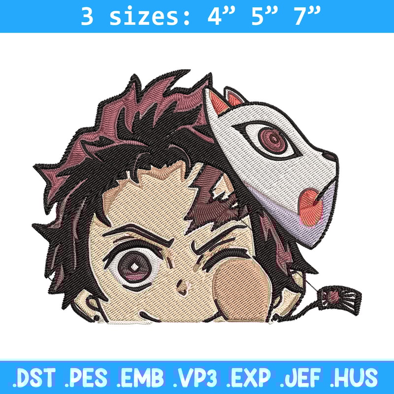 Tanjiro Peeker Embroidery Design, Demon slayer Embroidery, Embroidery File, Anime Embroidery, Digital download..jpg