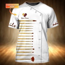 custom white 3d tshirt nail technician manicurist gift & uniform