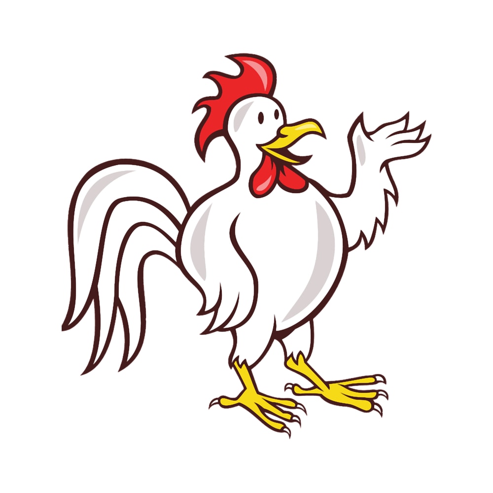 Rooster Cockerel Waving Hello Cartoon.png