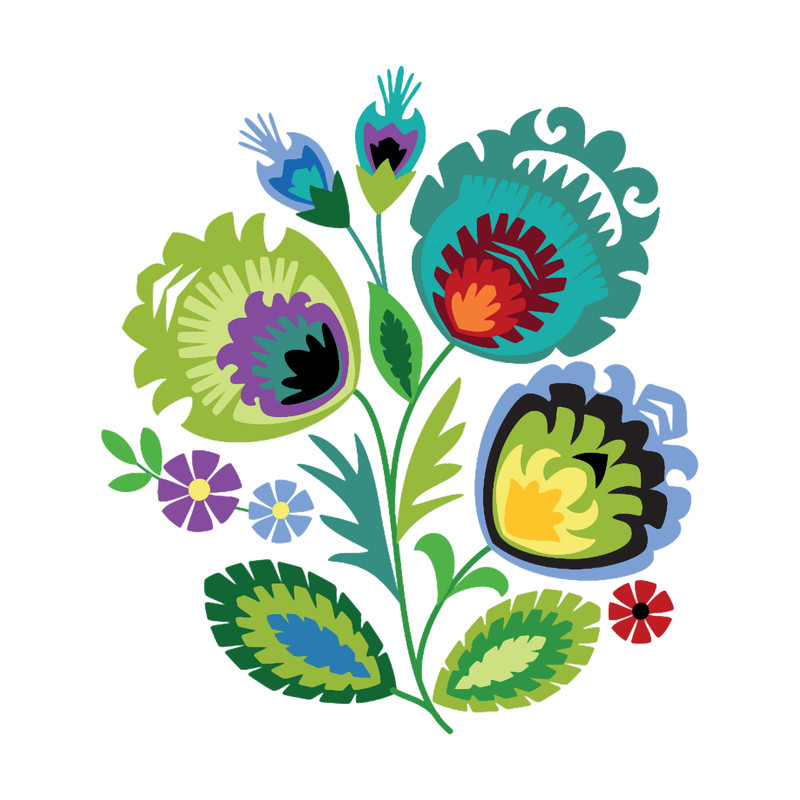 Polish Folk Flowers Green on Black.png