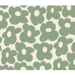 sage green groovy flowers