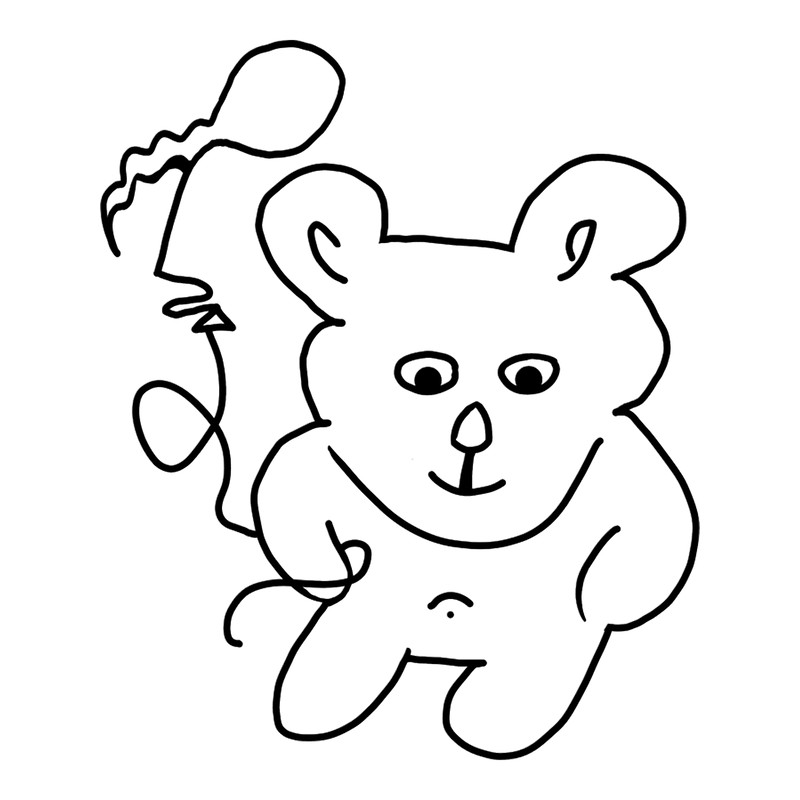 Cute teddy bear tadpole balloon.png