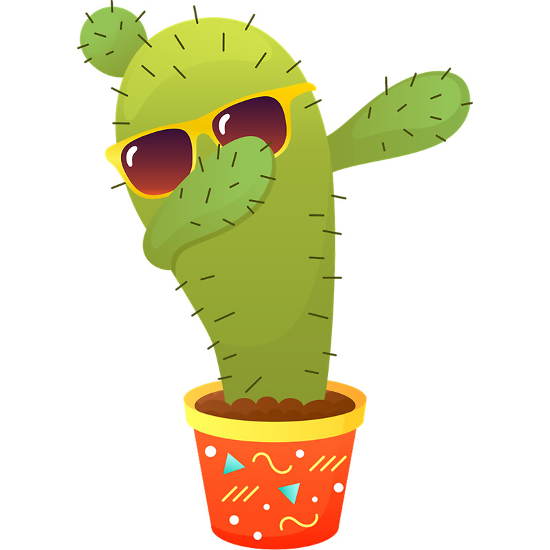 Cactus Succulent Dab Dabbing Happy Cacti With Sunglasses Cute Illustration.png
