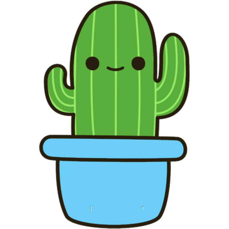 Cute cactus in blue pot.png