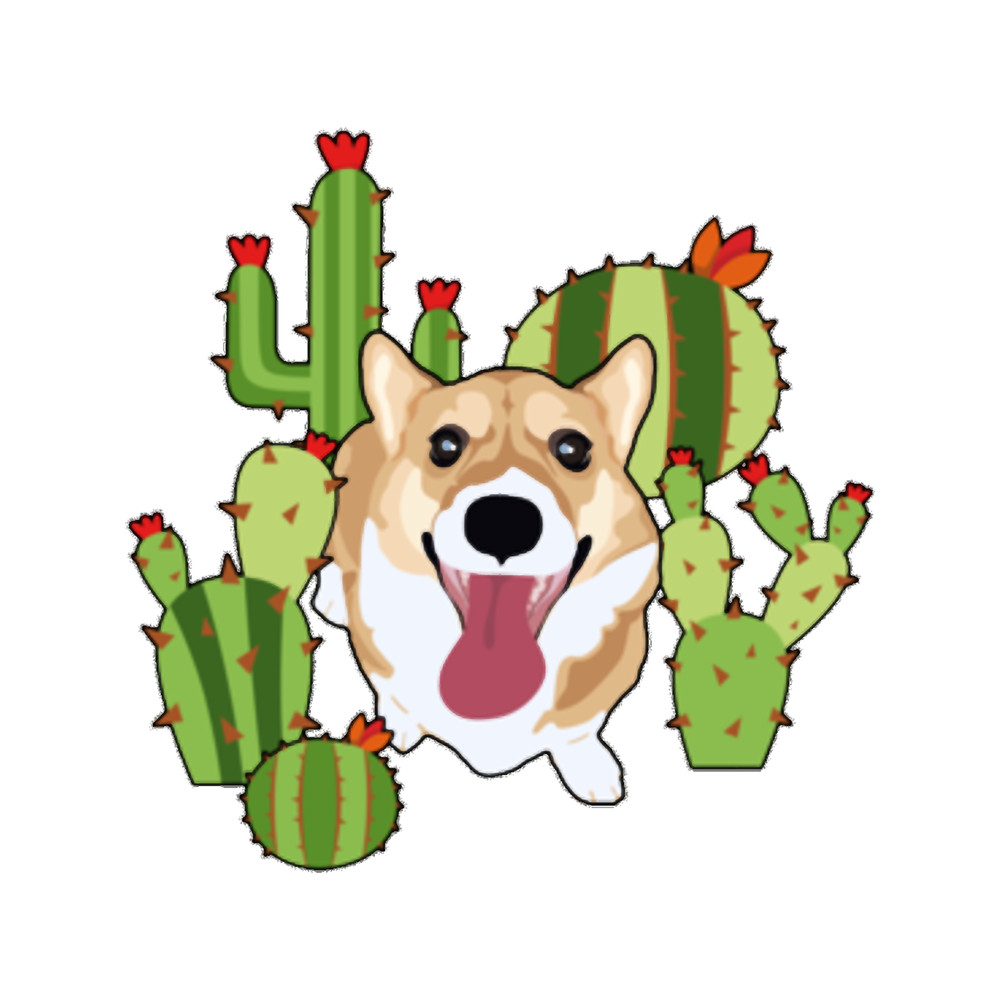 Happy Corgi - Cacti Active .png