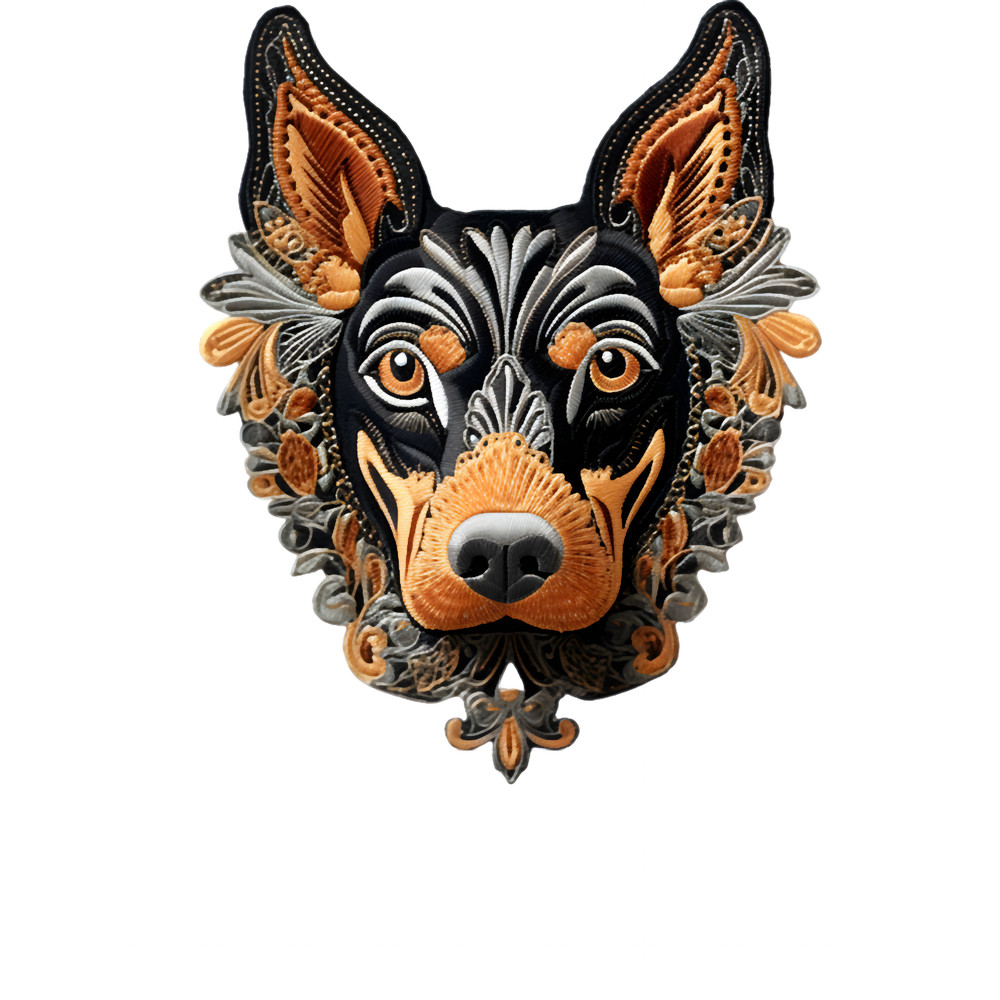 Doberman Pinscher Dog, Iron on Patch, Embroidered.png