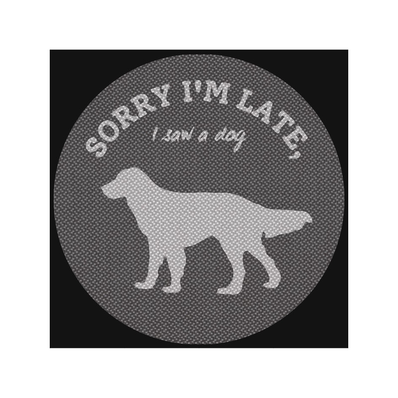 Iron On PatchSorry I_m Late I Saw a Dog .png
