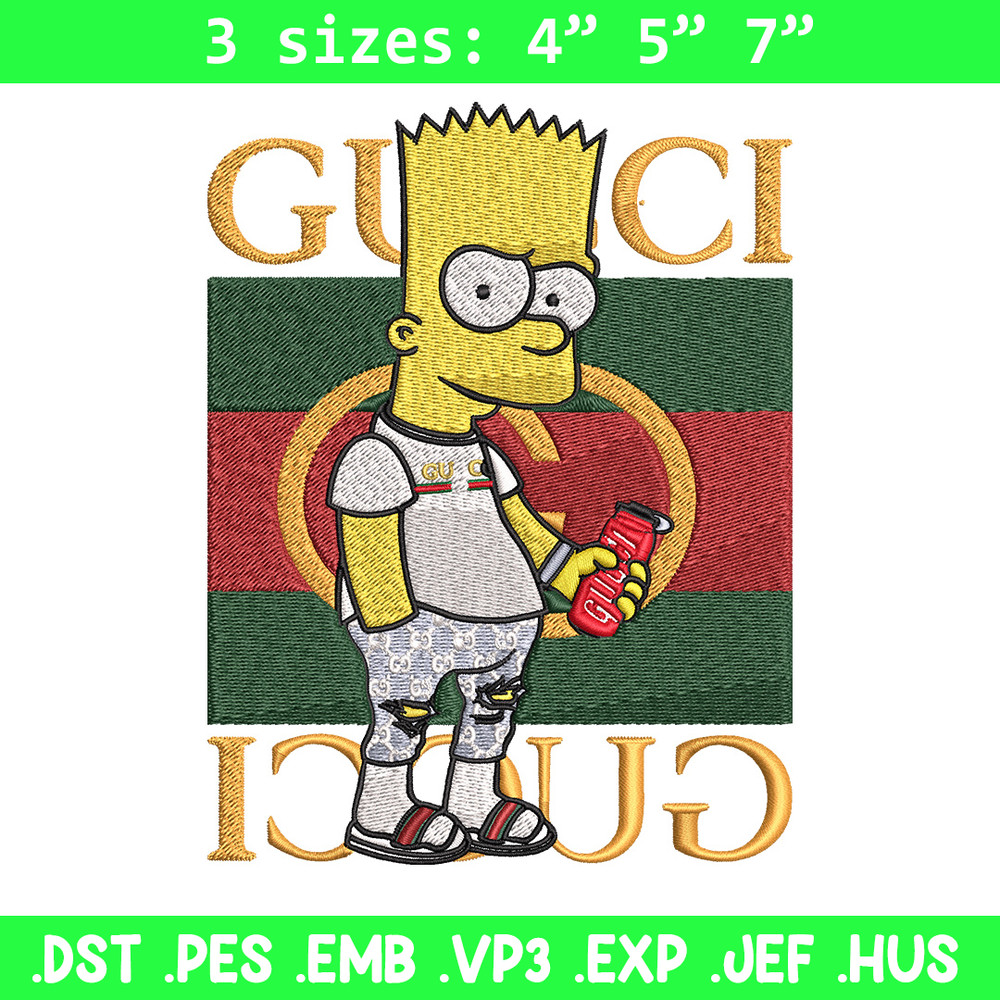 Bart gucci Embroidery Design, Gucci Embroidery, Embroidery File, Logo shirt, Sport Embroidery, Digital download.jpg