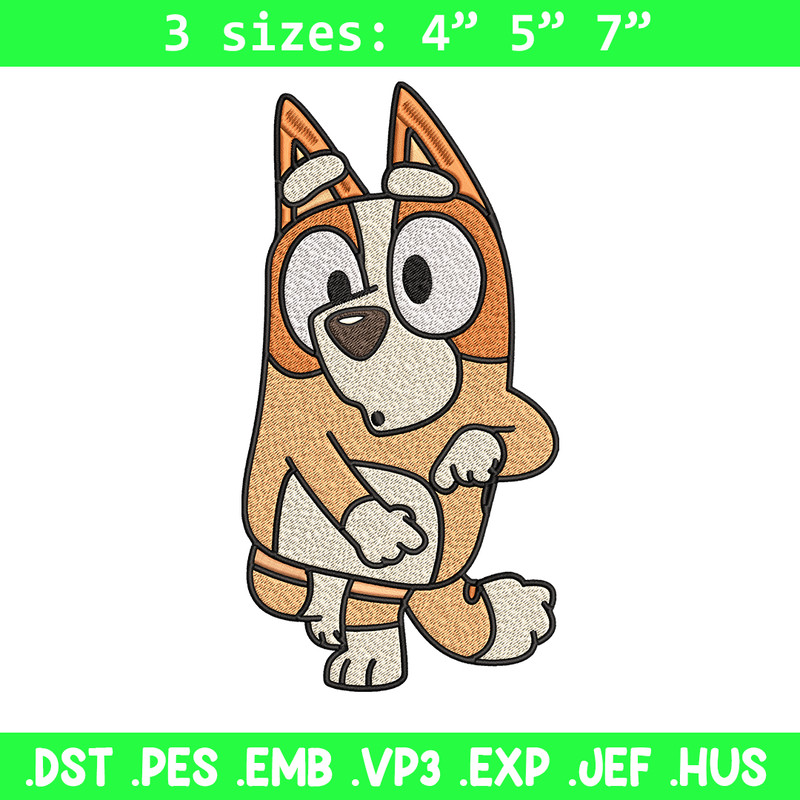 Bingo Heeler Embroidery, Bluey cartoon Embroidery, Embroidery File, cartoon design, cartoon shirt, Digital download..jpg