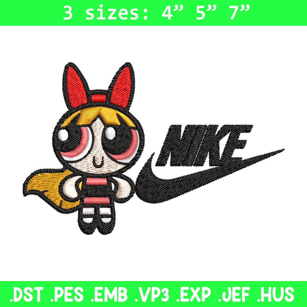Blossom Nike Embroidery design, Powerpuff Girls cartoon Embroidery, Nike design, Embroidery file, Instant download..jpg