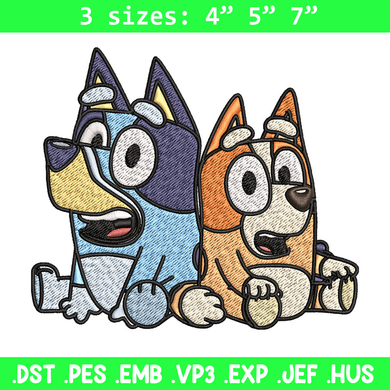 Bluey and Bingo Embroidery, Bluey Embroidery, Embroidery File, cartoon design, cartoon shirt, Digital download..jpg