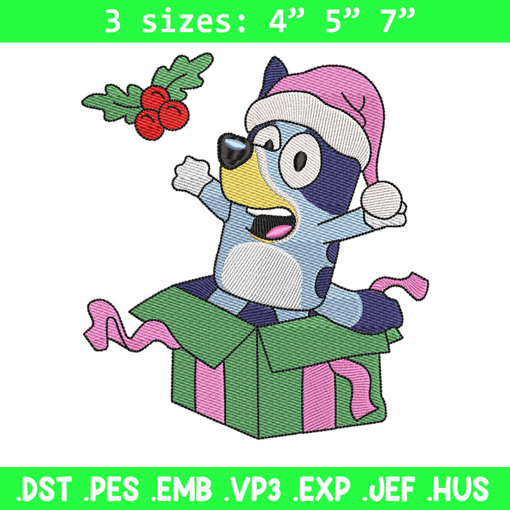Bluey merry embroidery design, Bluey embroidery, Chrismas design, Embroidery file, Embroidery shirt, Digital download.jpg