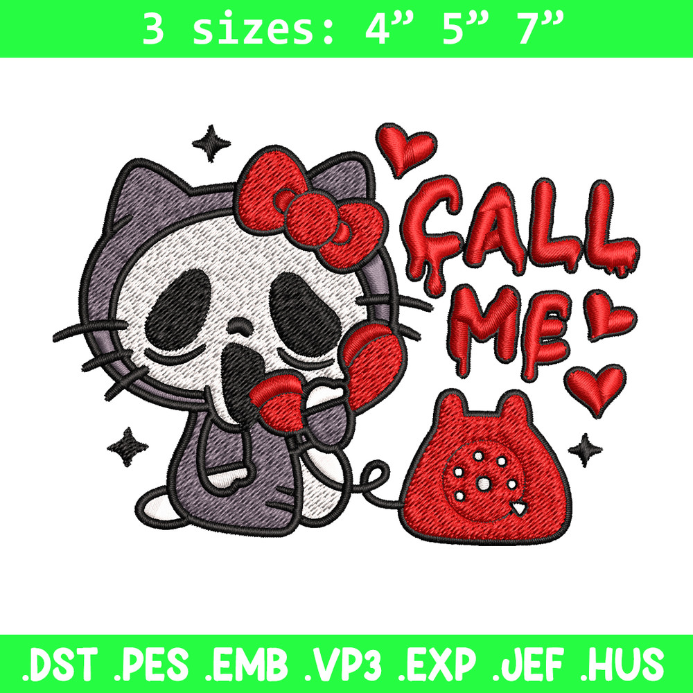 Call Me Scream Hello Kitty Embroidery design, Hallokitty Embroidery, cartoon design, Embroidery File, Digital download..jpg