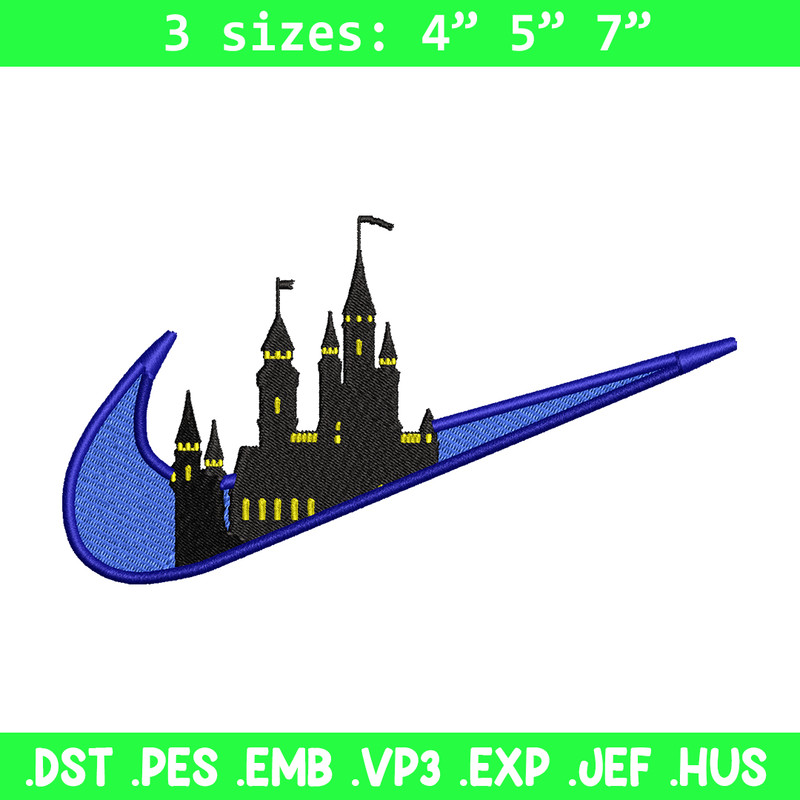 Castle Nike embroidery design, Castle embroidery, nike design, embroidery file, logo shirt, Digital download.jpg