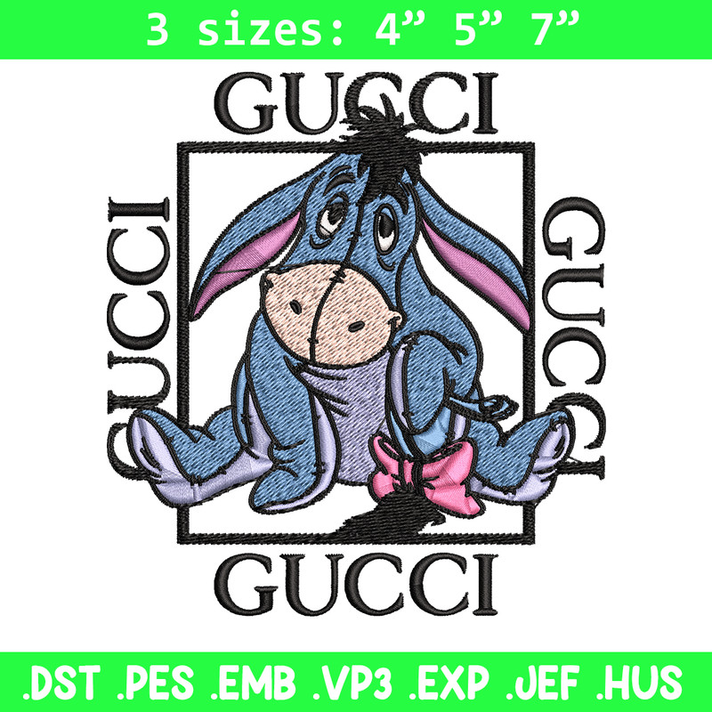 Eeyore Gucci Embroidery design, winnie the pooh Embroidery, cartoon design, Embroidery File, Instant download..jpg