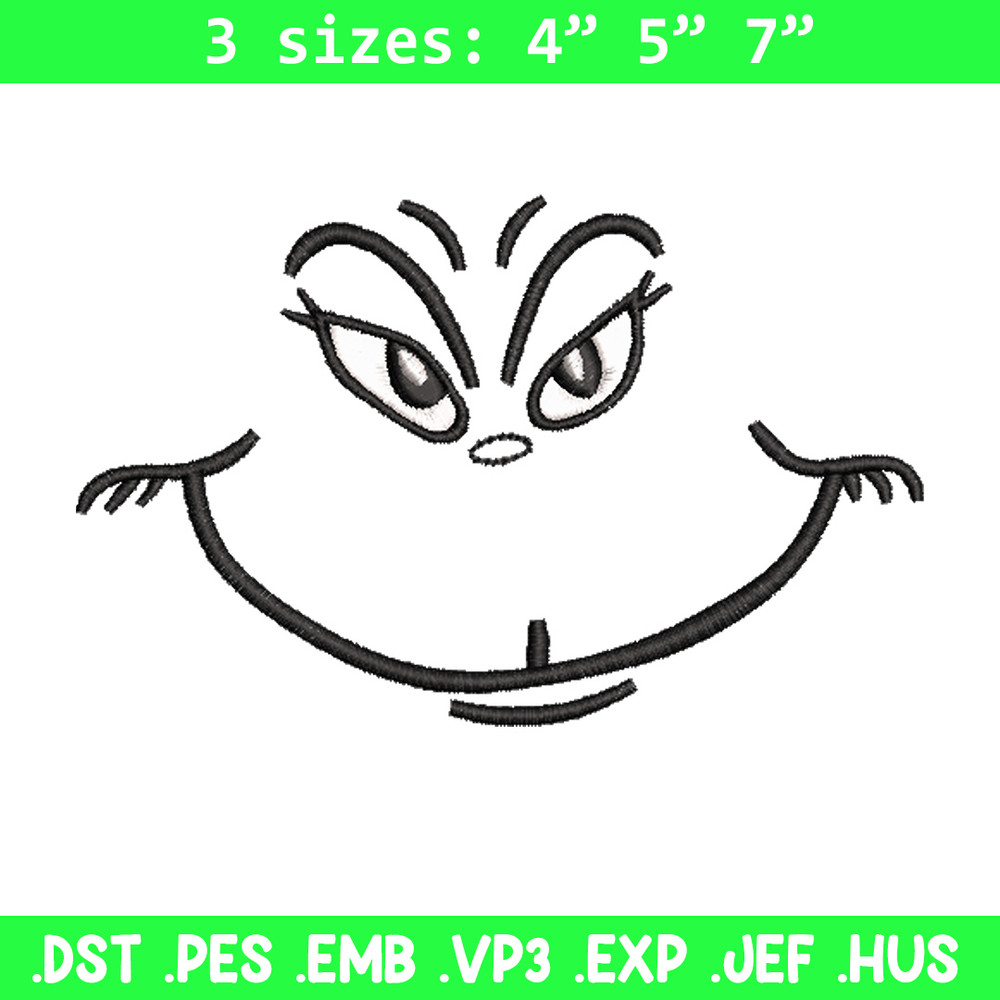 Grinch smile embroidery design,Grinch embroidery, Chrismas design, Embroidery shirt, Embroidery file, Digital download..jpg
