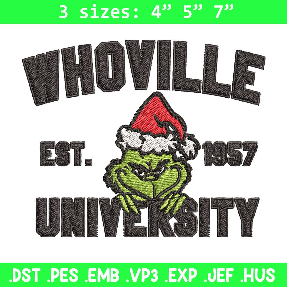 Grinch Whoville University Christmas Embroidery design, Grinch Christmas Embroidery, Grinch design, Digital download.jpg