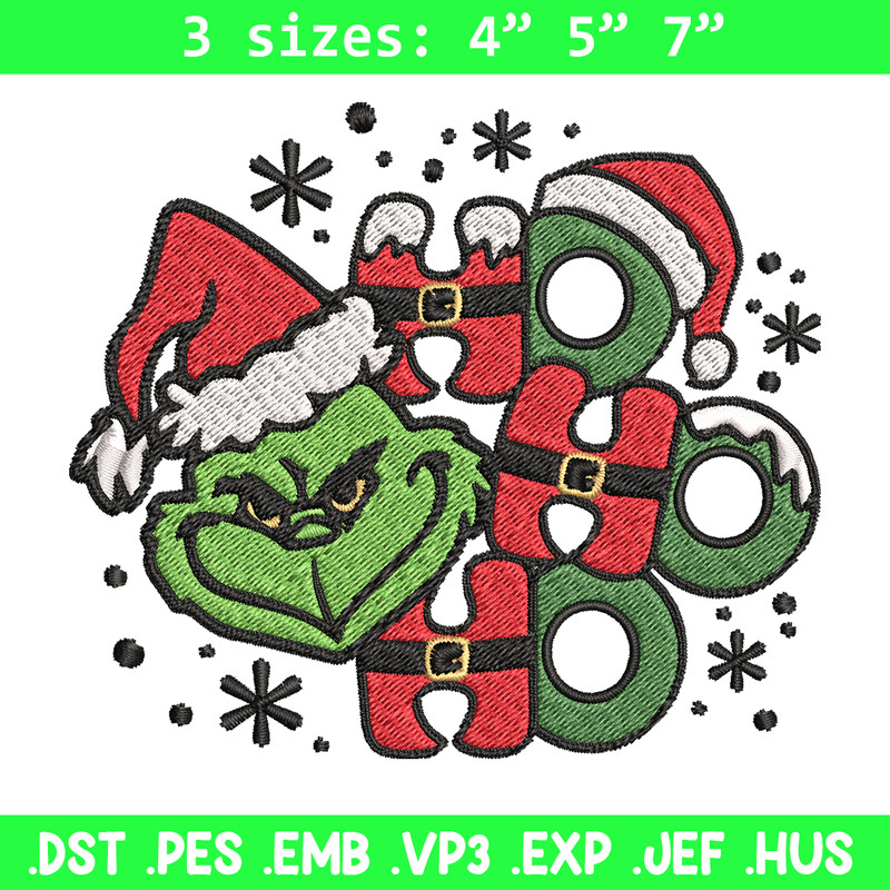 Ho Ho Ho The Grinch Embroidery design, Grinch christmas Embroidery, Grinch design, Embroidery File, Instant download..jpg