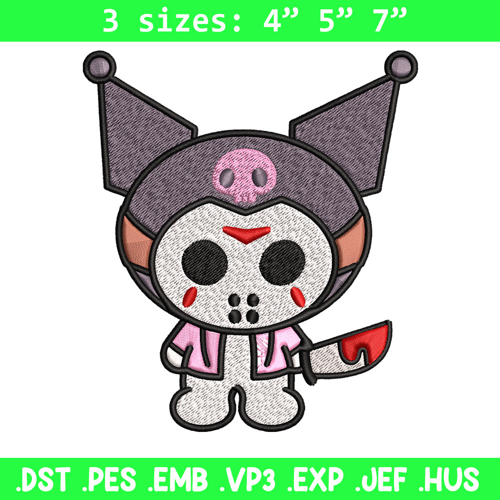 Kuromi Jason Voorhees Embroidery design, Halloween Embroidery, cartoon design, Embroidery File, Digital download.jpg