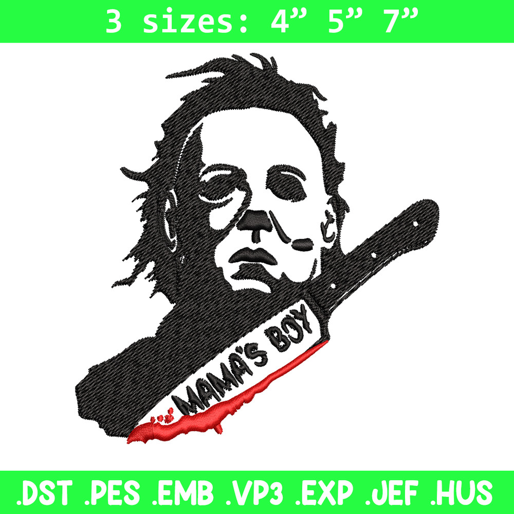 Mama's Boy Embroidery design, Michael Myers Embroidery, Embroidery File, Halloween design, Digital download..jpg