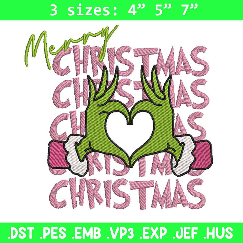 Merry chrismas embroidery design, Grinch embroidery, Chrismas design,Embroidery shirt, Embroidery file, Digital download.jpg