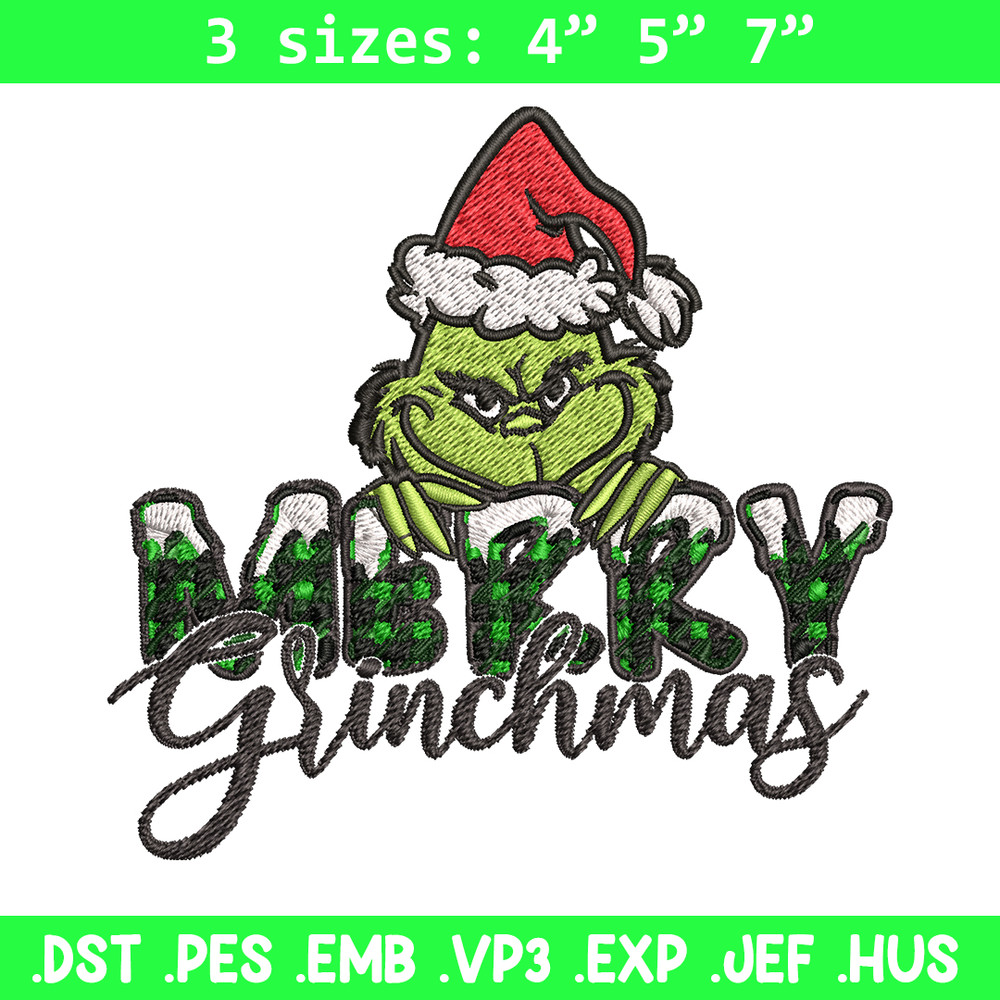 Merry Grinch Embroidery design, Grinch Merry Christmas Embroidery, Grinch design, Embroidery File, Digital download..jpg
