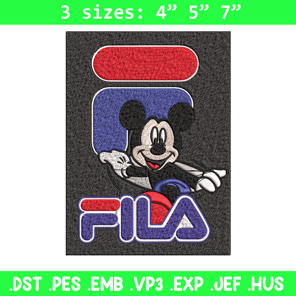 Mickey Mouse Fila Embroidery design, Disney Embroidery, cartoon design, Embroidery File, Fila logo, Instant download..jpg
