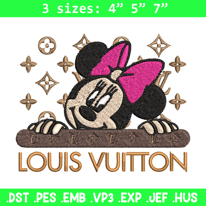 Minnie head lv Embroidery Design, Lv Embroidery, Embroidery File, Brand Embroidery, Logo shirt, Digital download.jpg