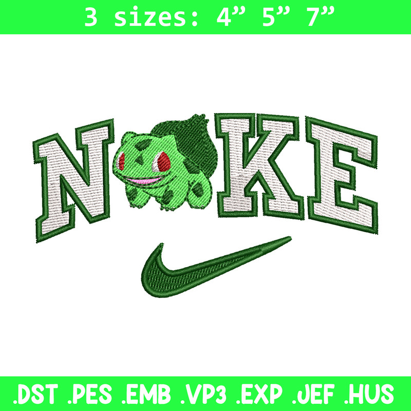 Nike bulbasaur embroidery design, Pokemon embroidery, Nike design, Embroidery shirt, Embroidery file,Digital download.jpg