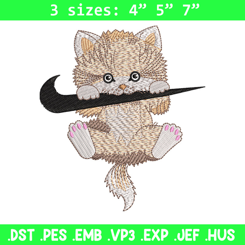 Nike cat cute embroidery design, Cat embroidery, Nike design, Embroidery shirt, Embroidery file, Digital download.jpg