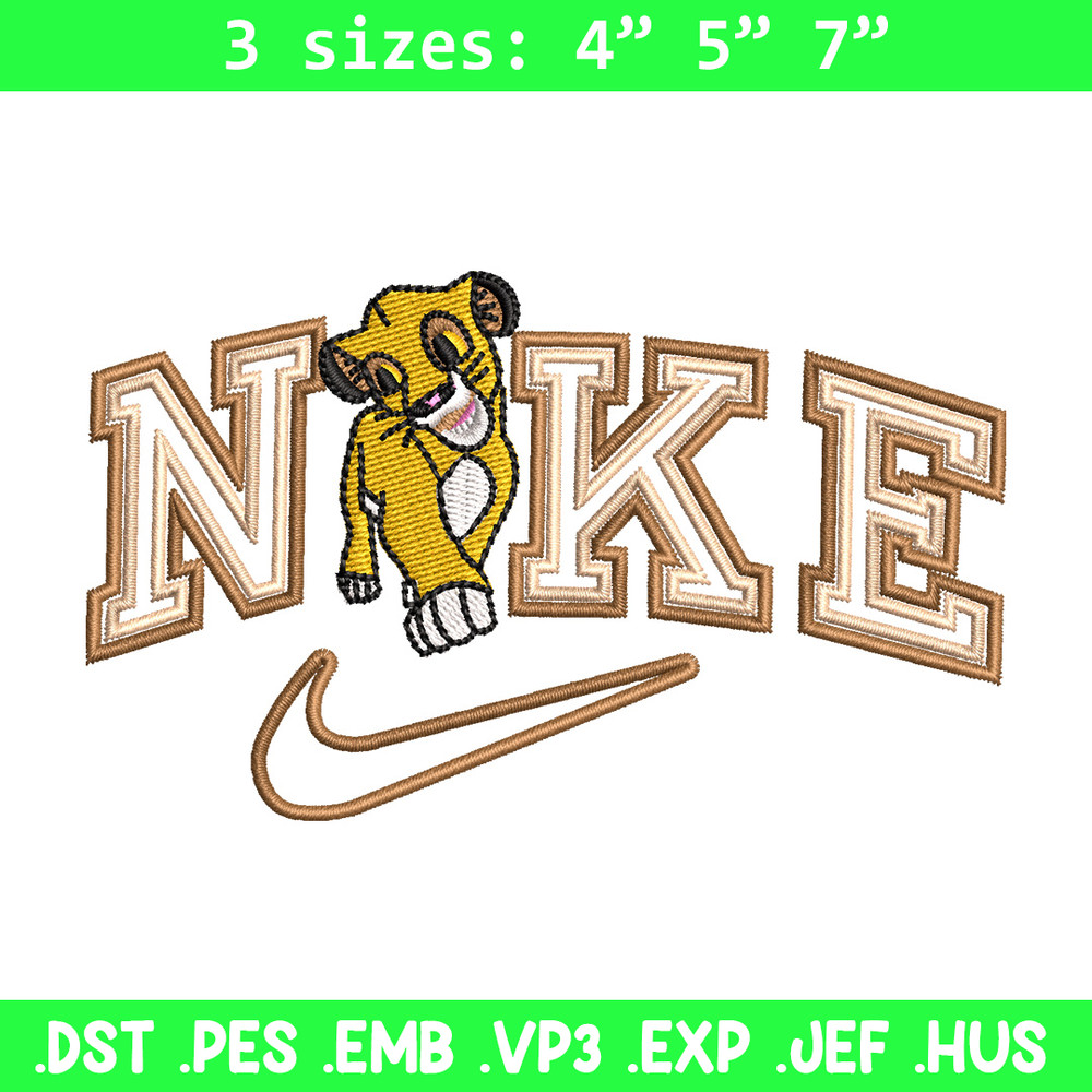 Nike lion child embroidery design, Lion king embroidery,Nike design, Embroidery shirt, Embroidery file, Digital download.jpg